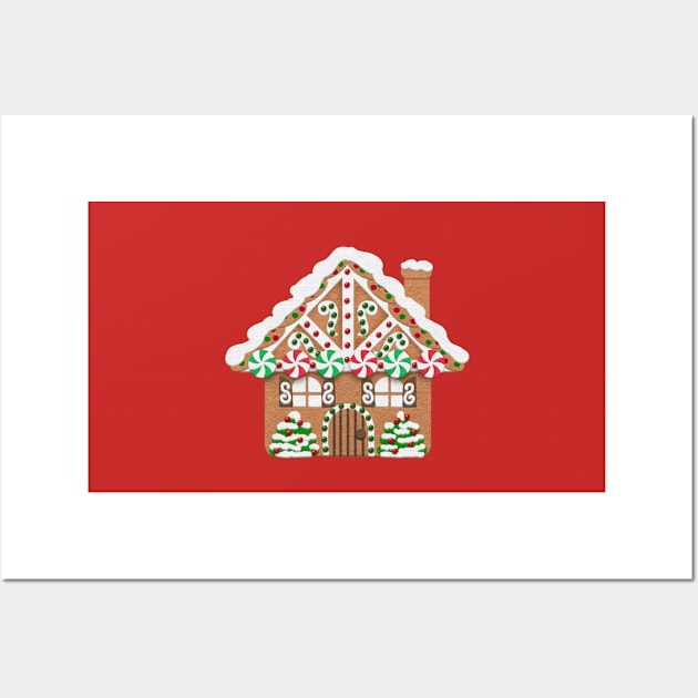 Gingerbread House Felt Applique Style | Faux Felt | Cherie's Art(c)2021 Wall Art by CheriesArt